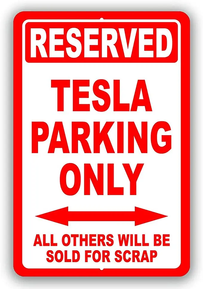 

Tesla стоянка заряжена только! Забавный металлический знак, алюминиевый настенный Декор, общественная, декоративный знак