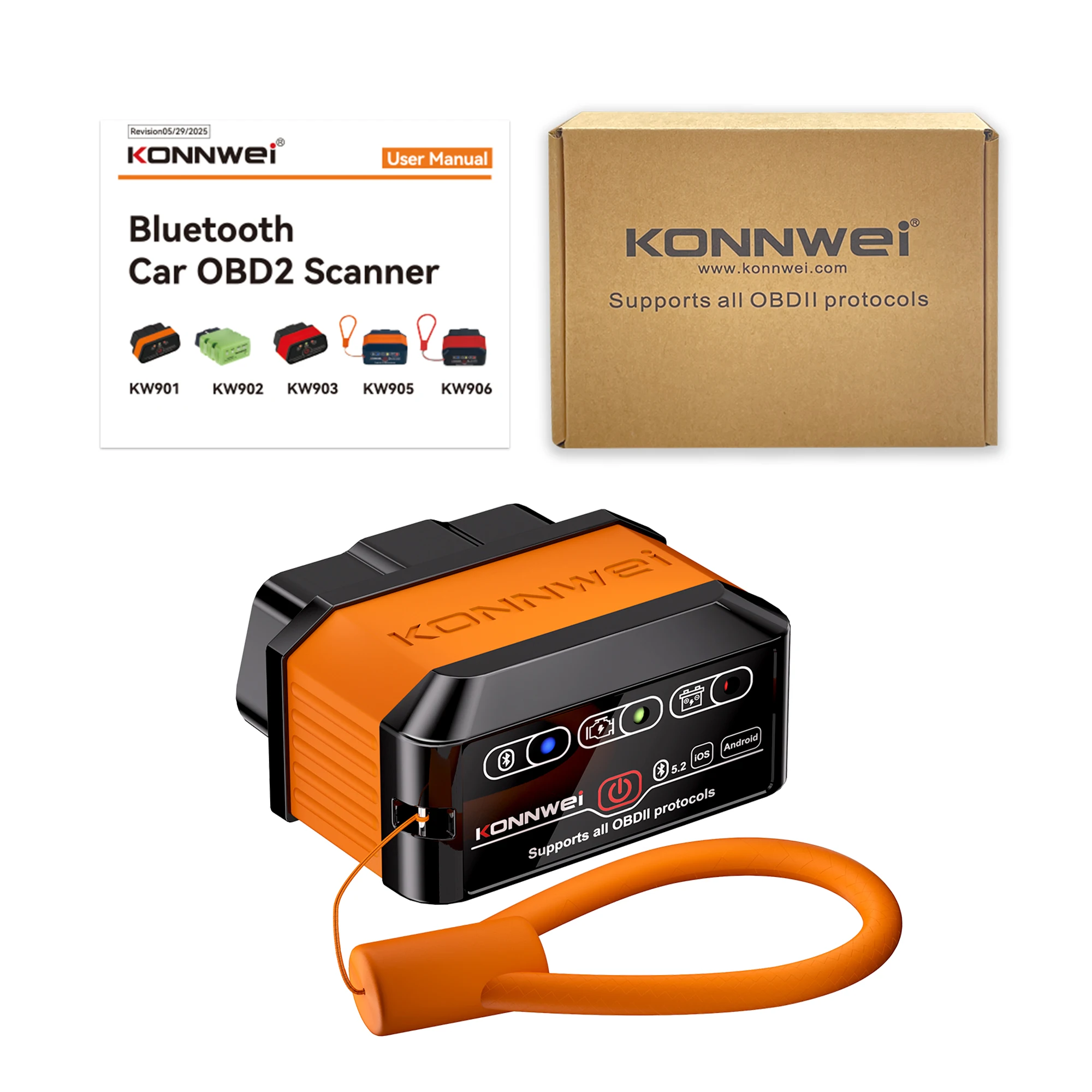 2026 KONNWEI KW905 ELM327 Obd2 الماسح الضوئي بلوتوث 5.0 أداة الماسح الضوئي لأخطأ المحرك
