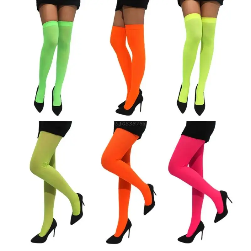 Candy Color Stockings Sexy Thigh High Stockings Women Seamless Pantyhose Large Elastic Hosiery Pant for Party Nightclub