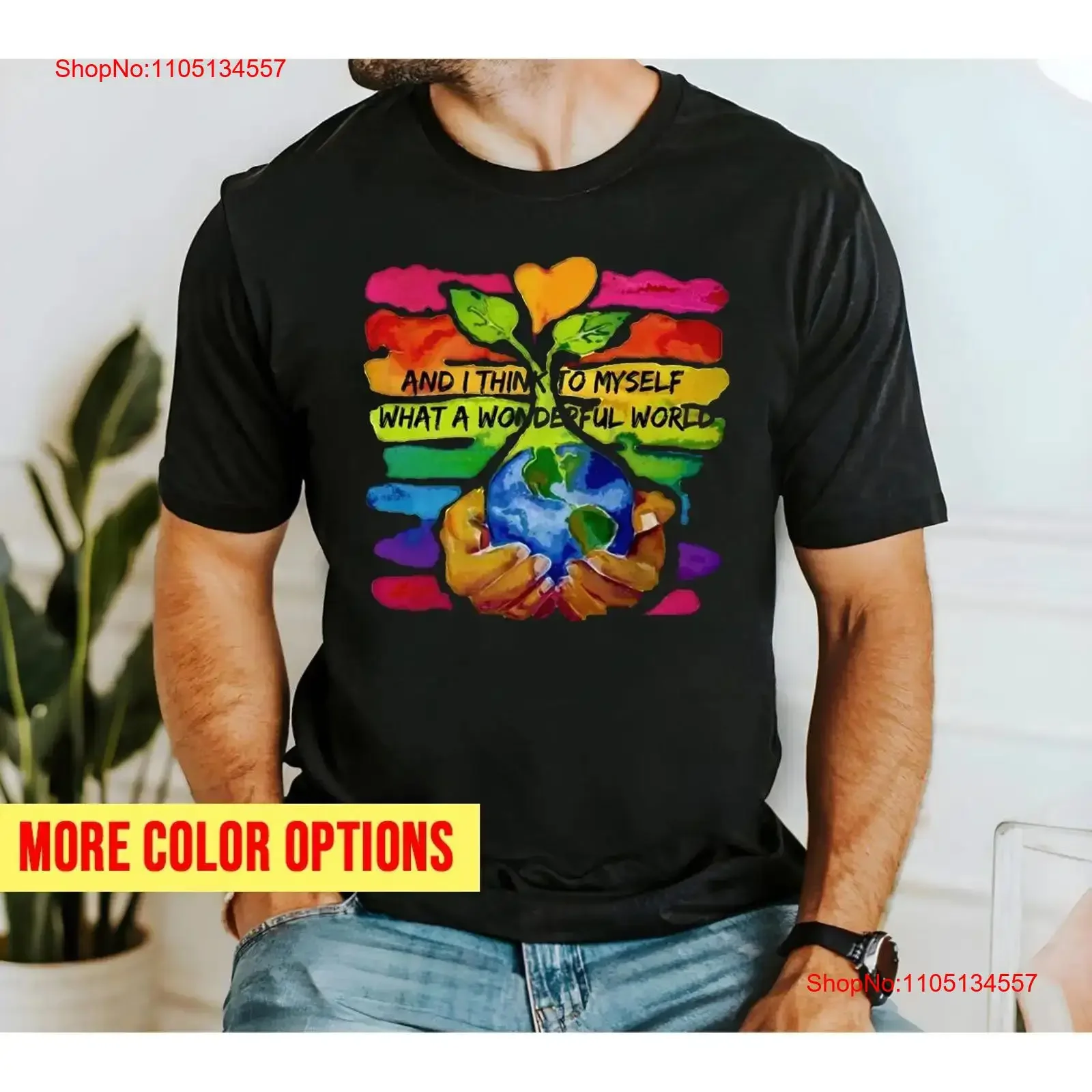 And I Think To Myself What A Wonderful World Lovers T shirt vintage Washed Top For Everyday Wear streetwear Versatile graphic