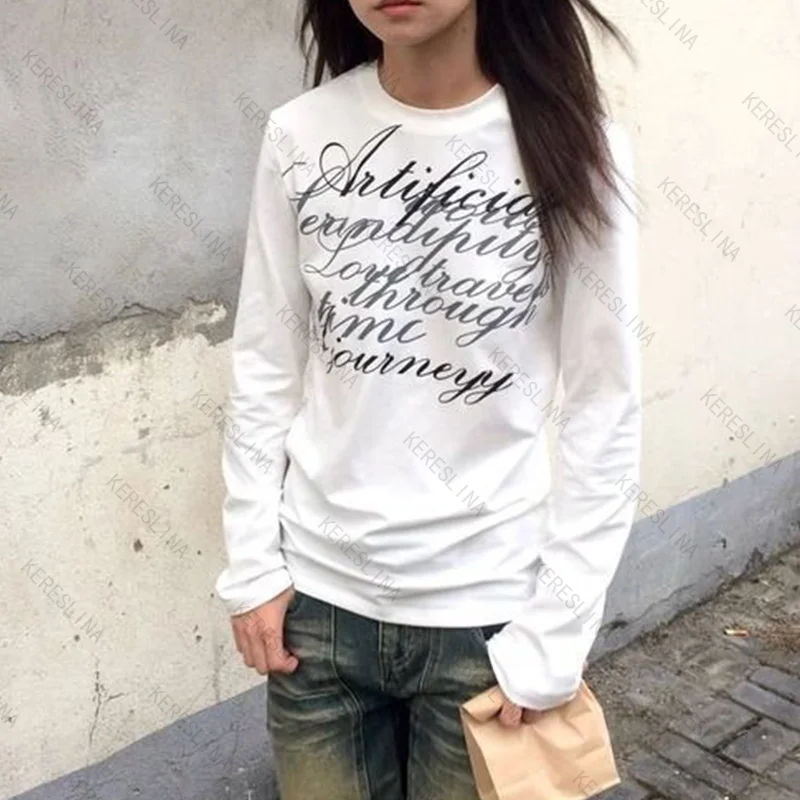 新しいサブカルチャー ハイストリート ゴシック レトロ Y2K スタイル レタープリント 長袖トップス 春/秋 カジュアル 多用途 長袖トップス