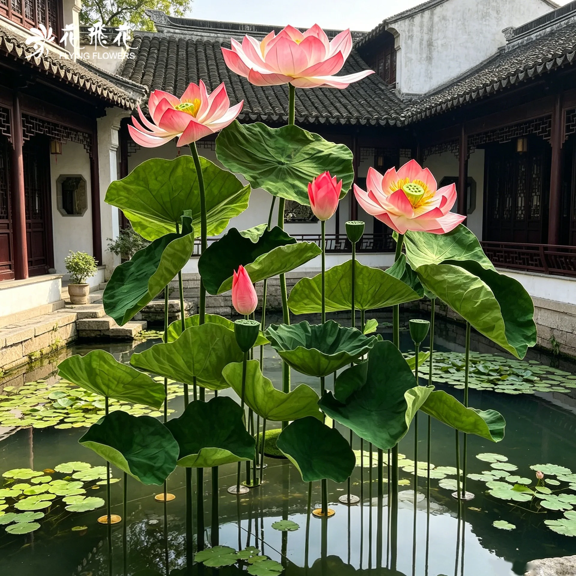 Flower flying flower summer lotus lotus leaf paper art simulation flower high-end realistic paper carving three-dimensional