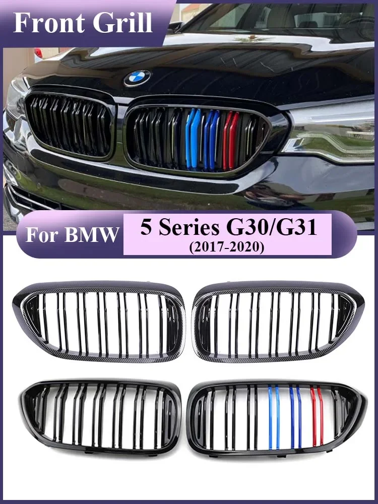 Diamond Stars Racing Grill For BMW 5 Series G30 G31 2017-2020 M5Front Kidney Bumper Gloss Black Car Styling Grille Cover