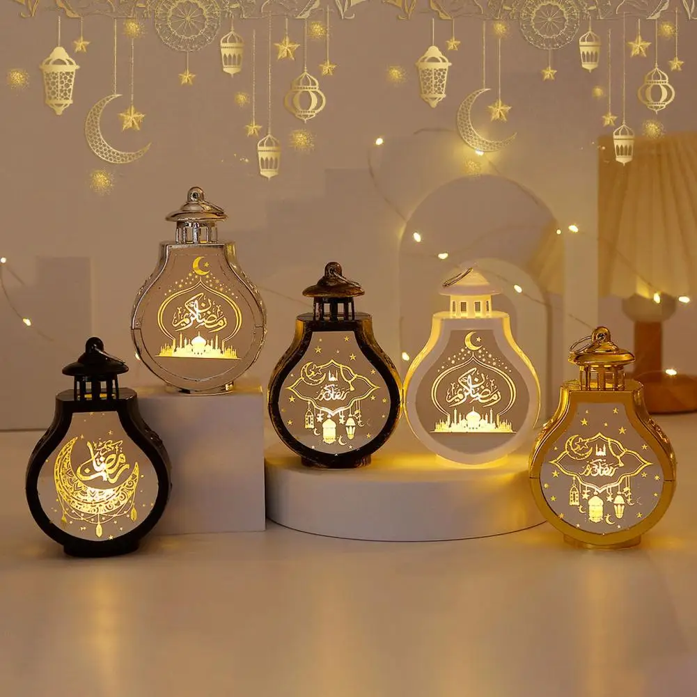 Pear-shaped Lantern Decoration Elegant Star Moon String Lantern Candle Ornament Set for Warm Ramadan Eid Decor for Festive