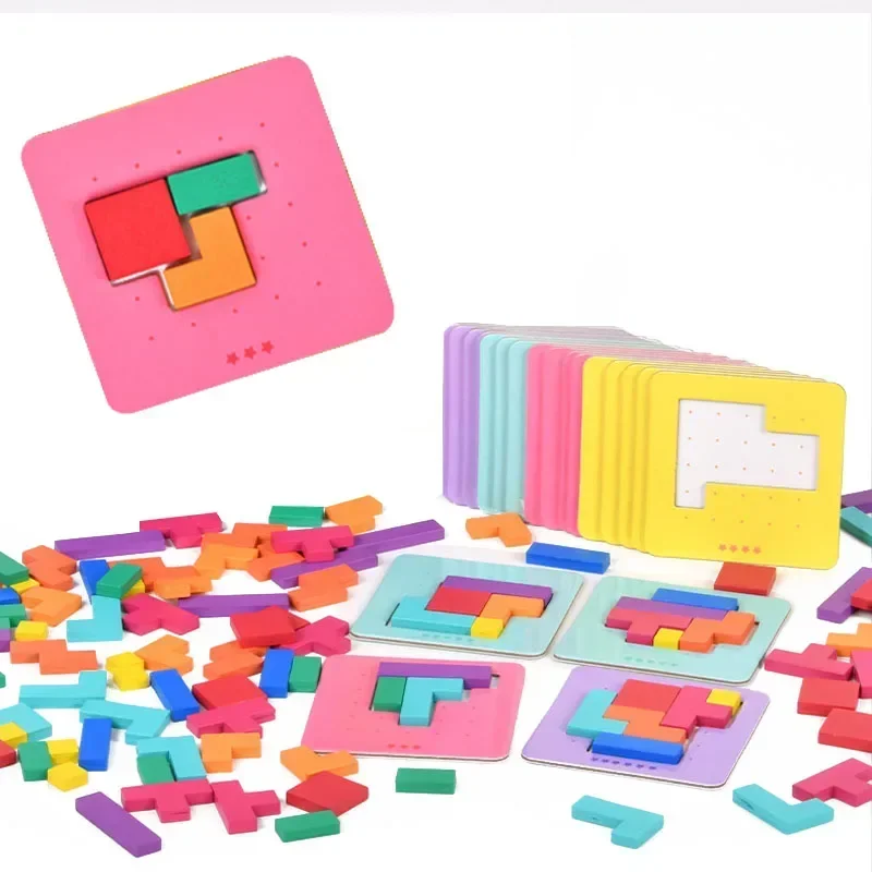 Puzzle na biurko Montessori Zabawki stołowe dla dzieci Tangram Zabawki matematyczne Klocki konstrukcyjne Kolor Kształt Szkolenie dla dzieci Prezent