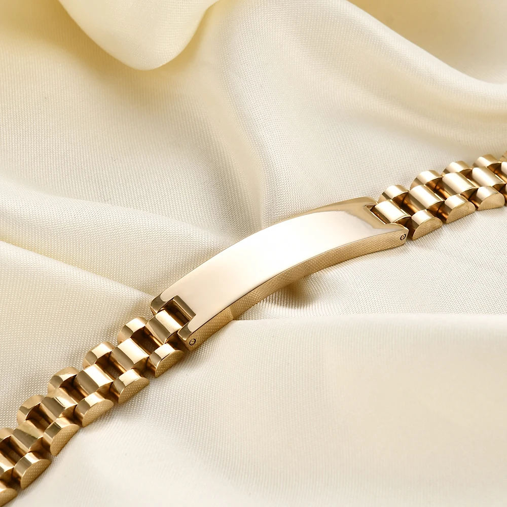 Men's Customizable Smooth Titanium Steel Bracelet, 10mm Width