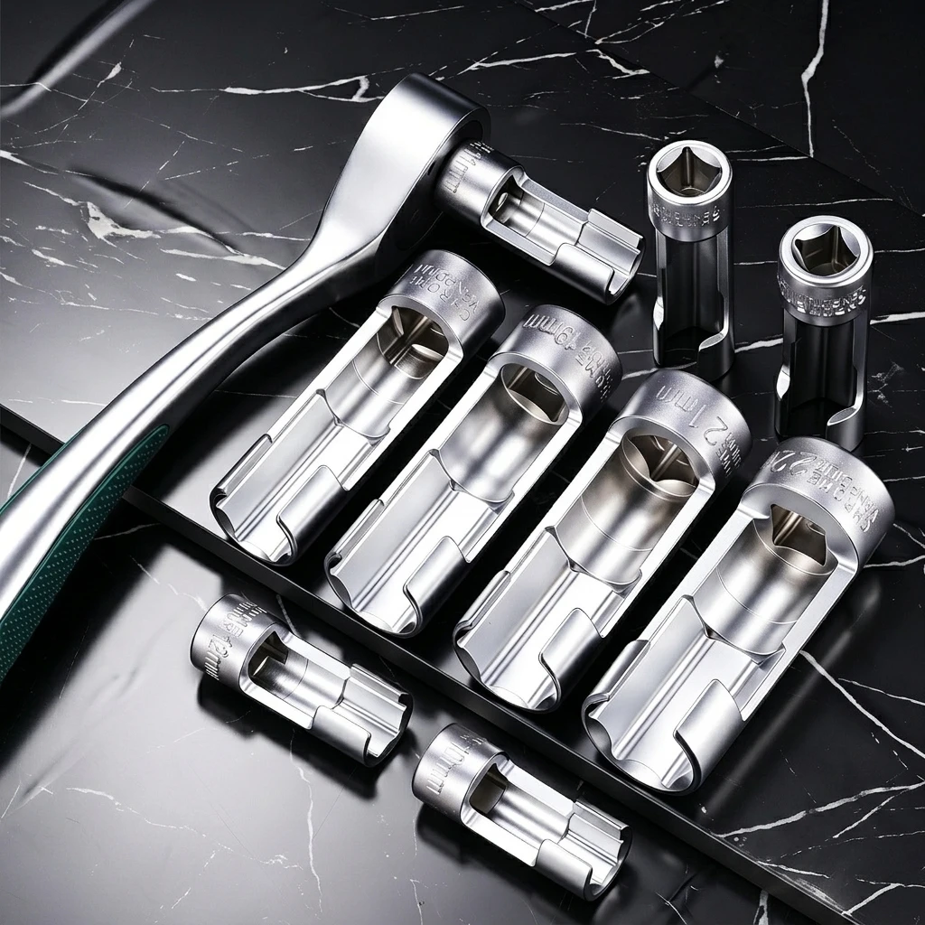 10-22mm Open End Socket Set, Flare Nut Fuel Injector Pipe Removal Tool, Hex Drive Kit for Auto Motorcycle Repair Service