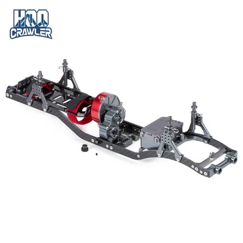 HooCrawler 1/10 RC Crawler שלדת מסגרת פחמן מסילות אלומיניום מארז מסגרת ערכת עם תיבת הילוכים עבור SCX10 רוק מכביש משאית