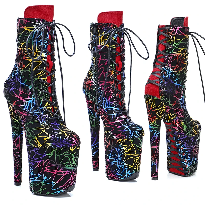 Leecabe 20cm/8inches Colorful  mix color upper Trendy Fashion platform High Heel party stripper heel Pole Dance boots