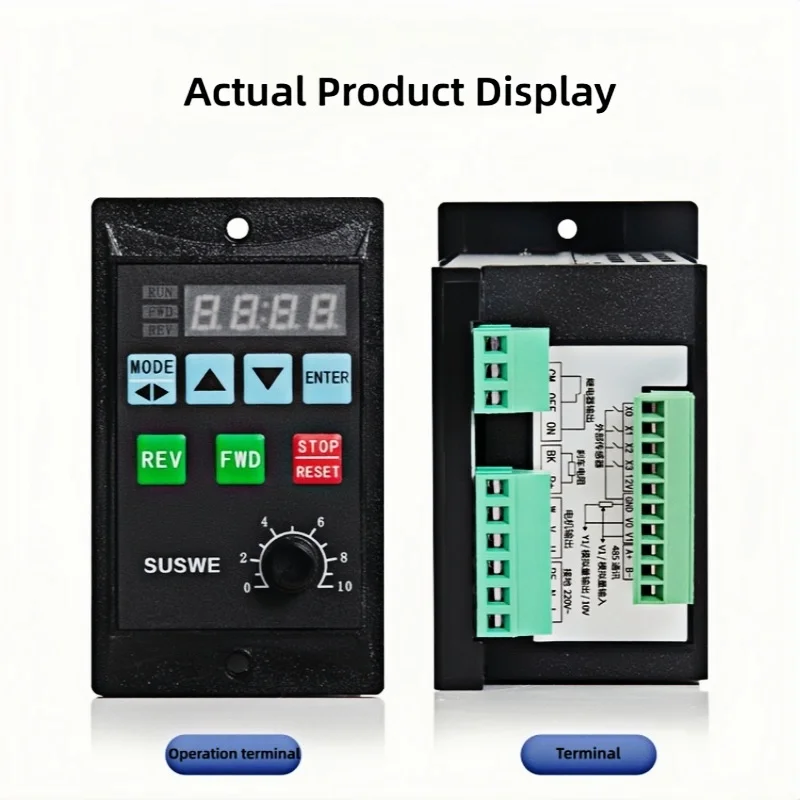 SUSWE 0.75kW Simplified Low-Voltage VFD (Light-Duty, 1Ph 220V to 3Ph 220V)