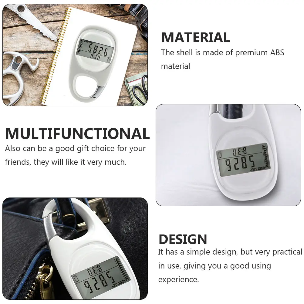 

3D Pedometer ABS Durable Fitness Tracker Display Screen Sports Accessories Walking Running Small Size Pocket Bag Carabiner