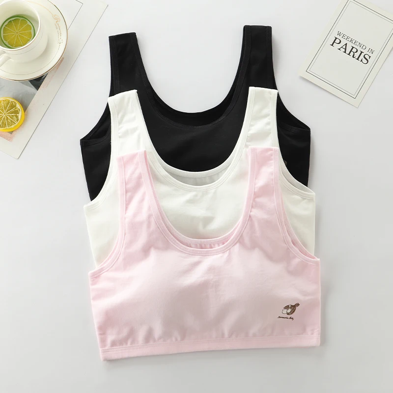 Adolescent girls' underwear, middle school and high school students' developmental period sports, pure cotton vest, thin design,