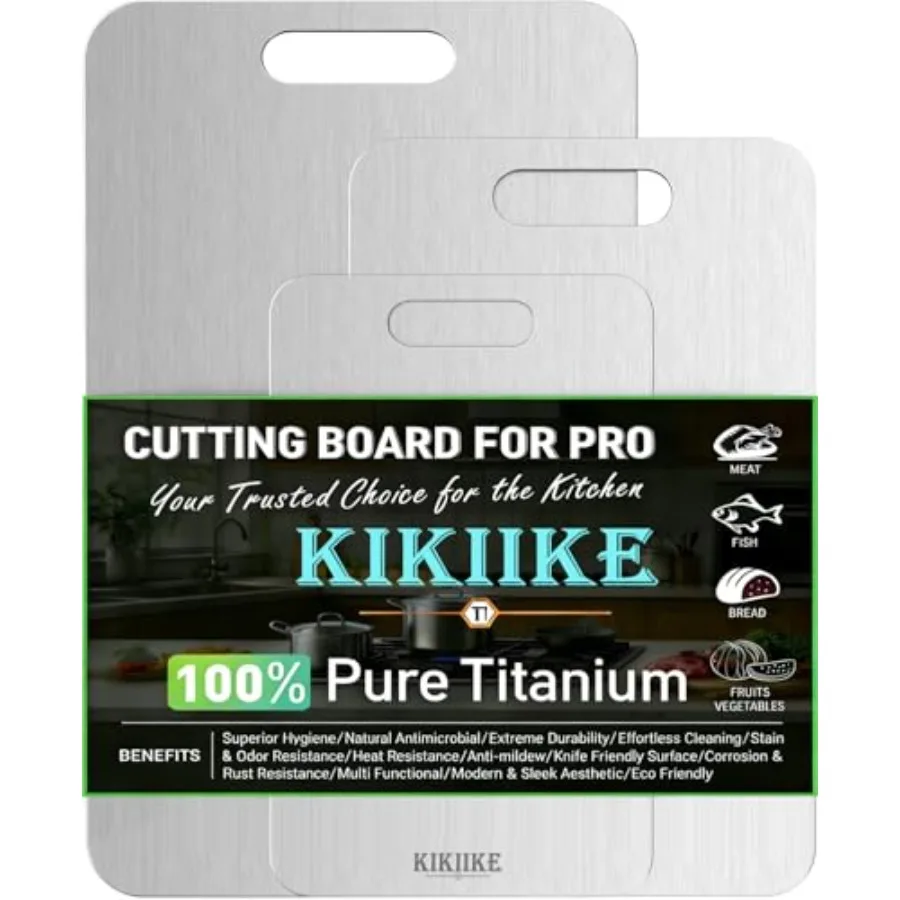 

Titanium Cutting Board 3-Piece Set 100 Pure Titanium Kitchen Chopping Board Double-Sided Food-Grade Non-Stick Durable Easy to C