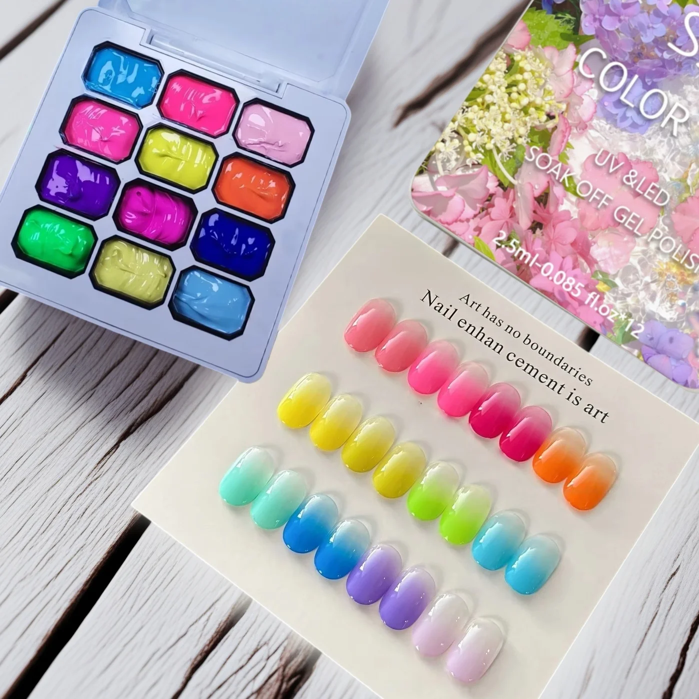 

Флуоресцентный гель для ногтей Rainbow, модный LED-гель-лак без смывания, дизайн для салонного маникюра, высокая насыщенность, яркий блеск, уход за ногтями