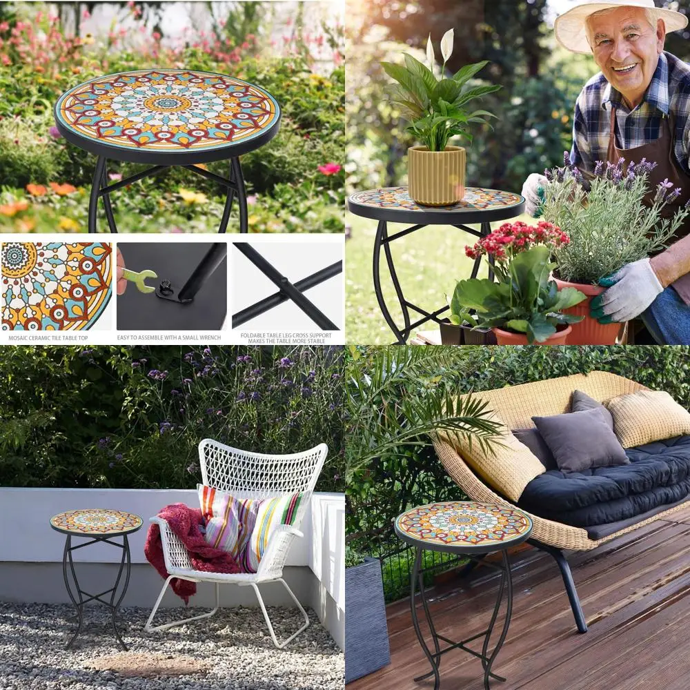 

Компактный круглый уличный приставной столик – журнальный столик для патио, желтый акцентный столик для балкона, веранды, бистро, 14 дюймов