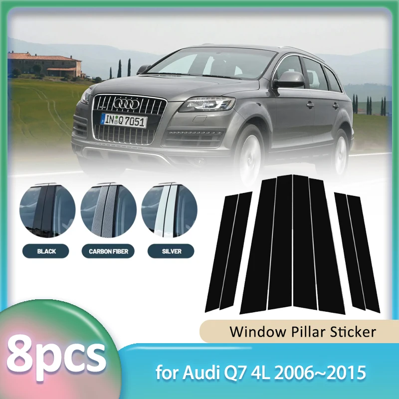 Window Trim Sticker for Audi Q7 4L 2006~2015 2007 Carbon Fiber Car PC Material B C Pillar Post Cover Door Decal Part Accessories