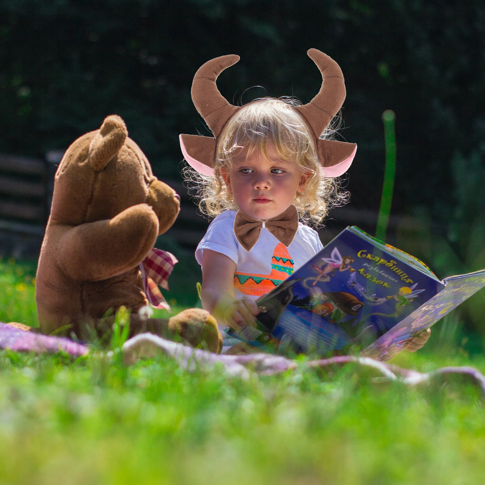 3Pcs Kids Cow Costume Set Headband Bow Tie Tail for Themed Parties Cosplay Halloween Kids Performance Costume Cosplay Suit