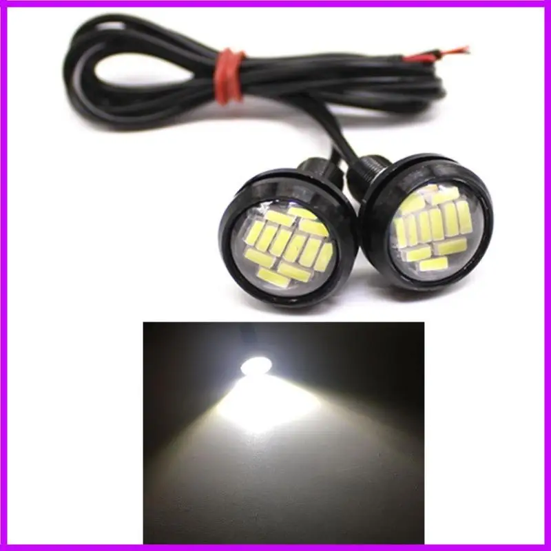 R9CC Universal LED Headlamp Eye LED 23mm 4014 12SMD Lens Daytime Running Lamp for Auto License Plate Lamps 2x