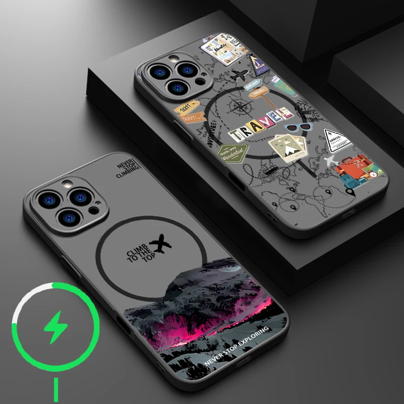 Чехол с этикеткой Landmark для самолета для iPhone 16 Pro Max Coque iPhone 16e 15 14 13 Pro Max, магнитный чехол для беспроводной зарядки Magsafe