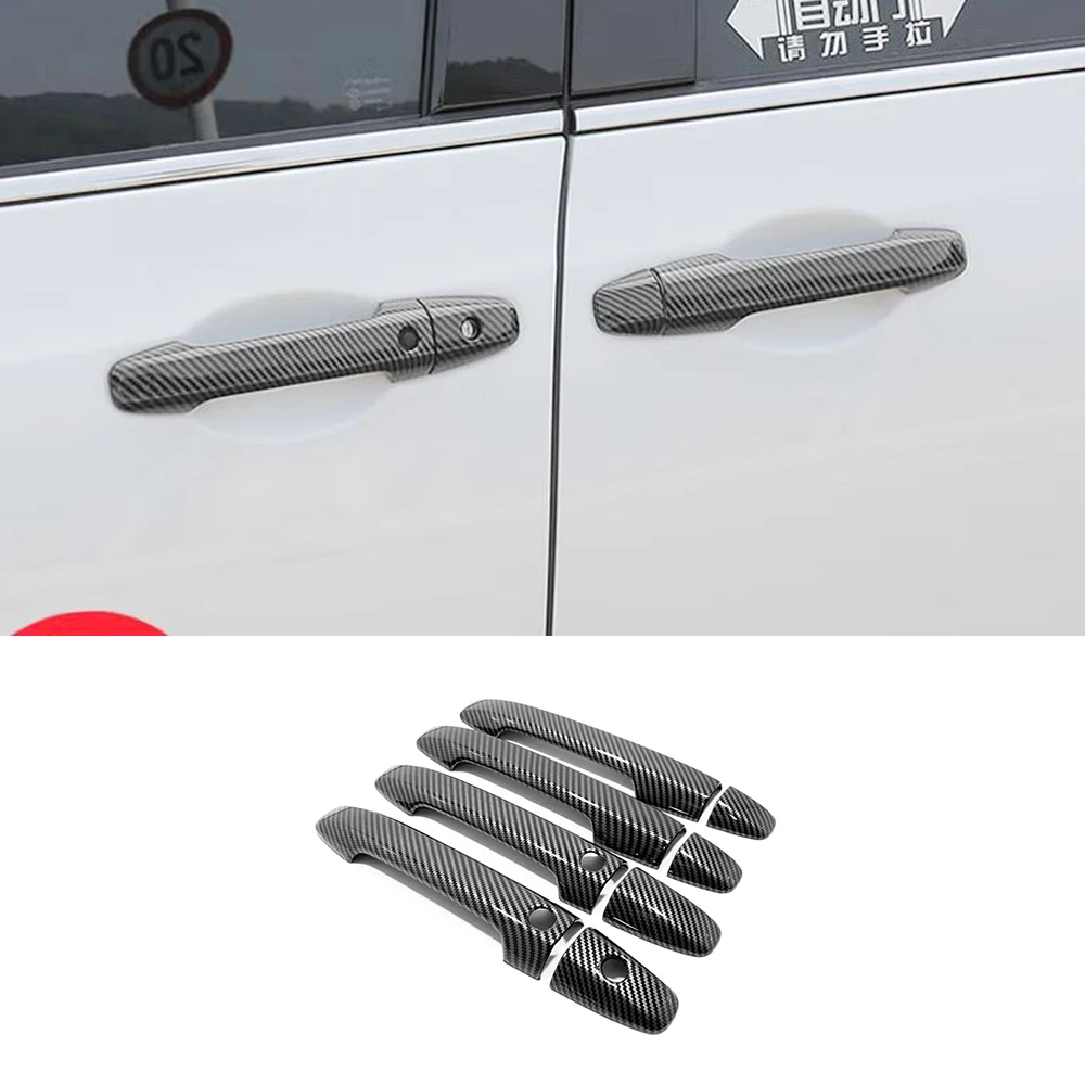 Carbon Chrome Black Car Door Knob Protector Door Handle Frame Cover Garnish Trim For Honda Stepwgn RK1 RK5 2010-2014 Accessories