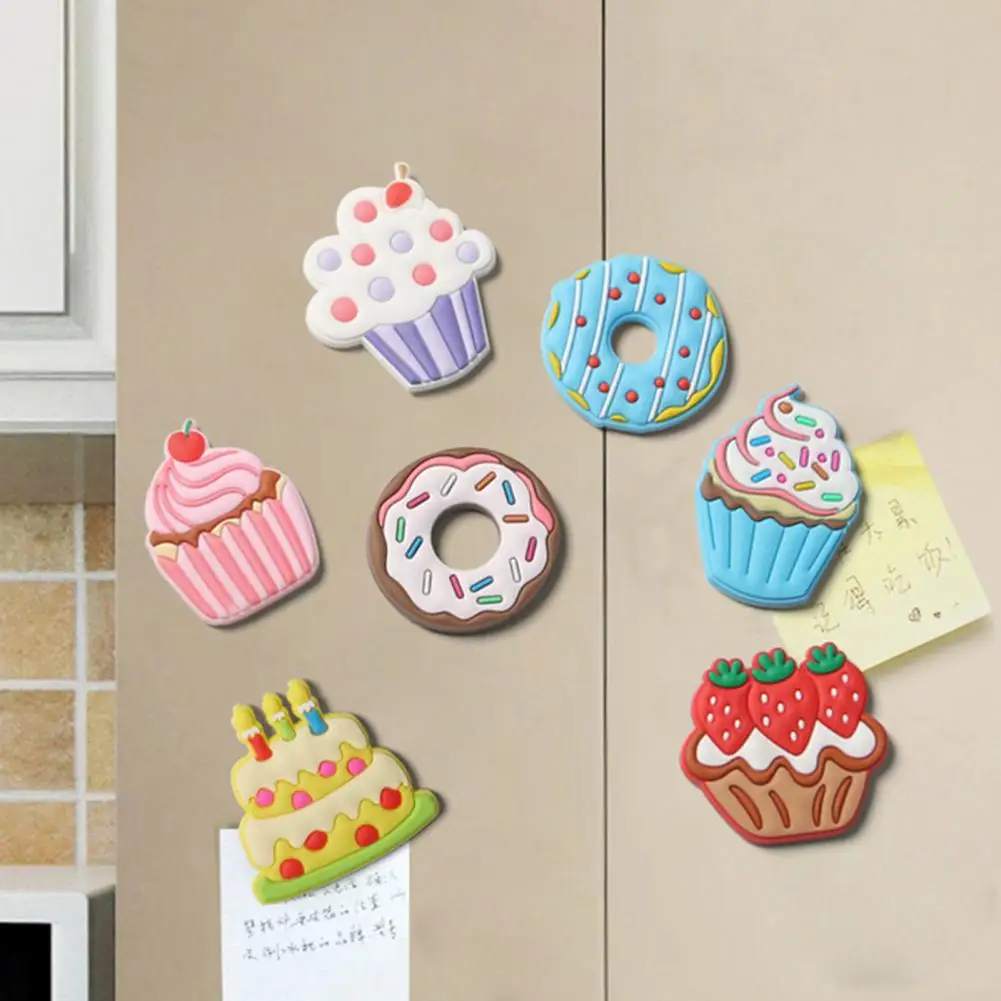 Cartoon Small Refrigerator Magnet Cute Cake 3D Fridge Soft Magnet Sticker Mini Cute Cake Ice Cream Doughnut Shape Kitchen Decor