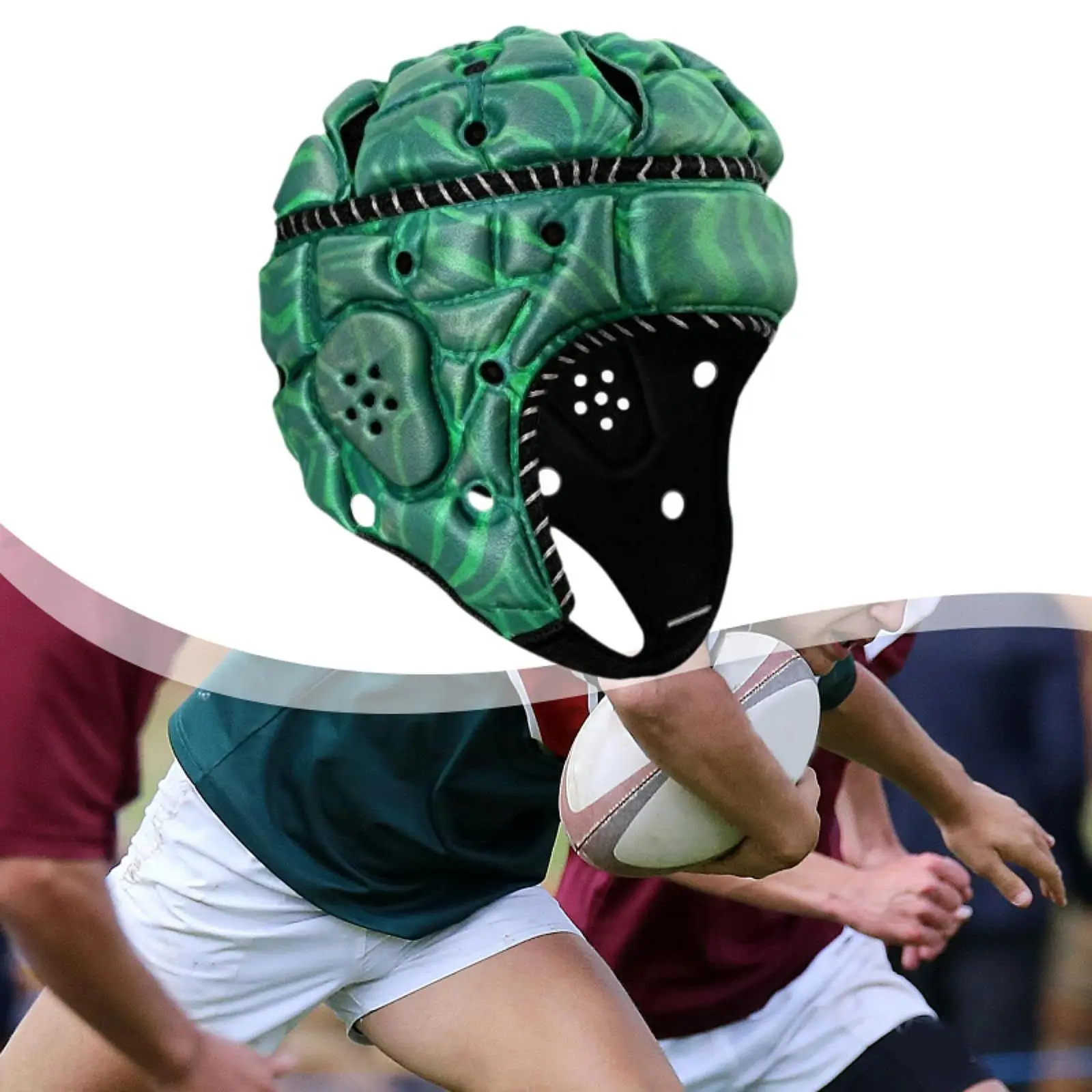 Sports Helmet Headgear Rugby Custom Adjustable Head Protector for Adults with Reflective Strips for Night Training