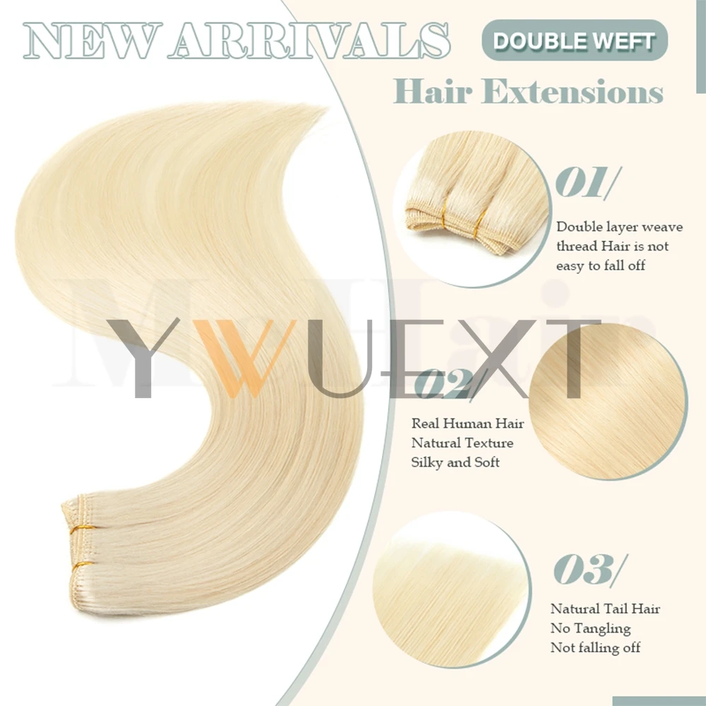 Human Hair Weft Extensions Straight 12"-24" Machine Remy Human Hair  Extension 50g/pack Can Curly Hair Weaves for Women