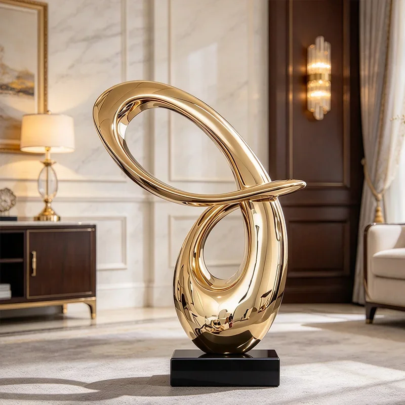 Resin Sculpture Modern Abstract Minimalist Floor Art Ornament Hotel Lobby Villa Living Room Entryway Home Decorative Craft Displ