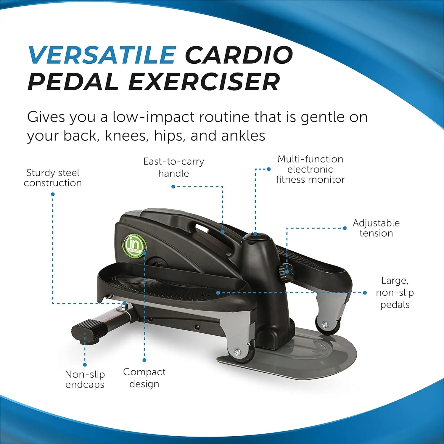 Inmotion Compact Strider-Pedal-Trainings gerät mit Smart Workout App-Fuß pedal trainer für das Heim training-bis zu 250 lbs Gewicht