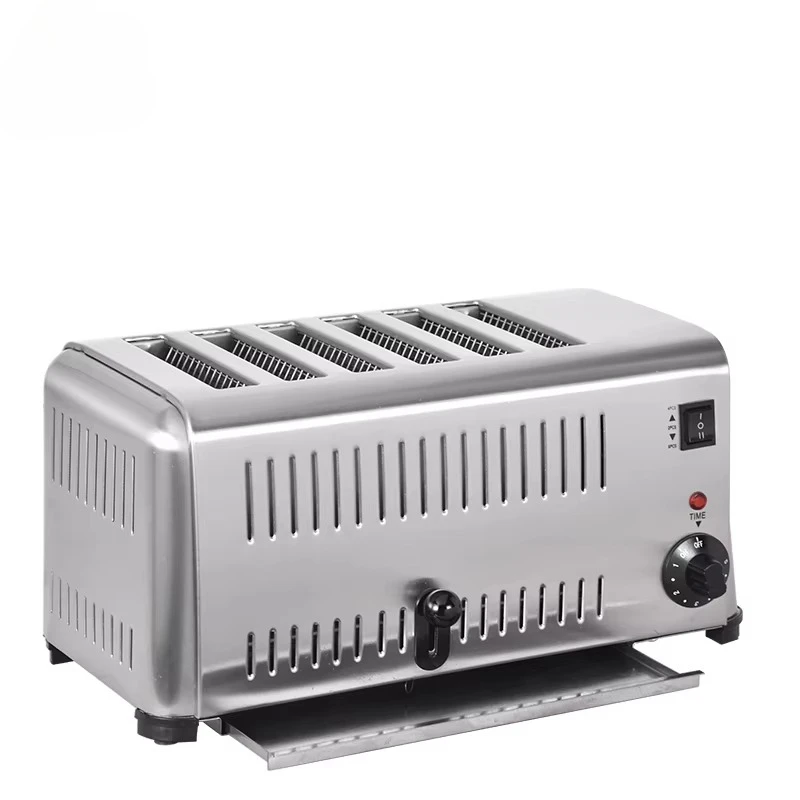 Kommerzieller elektrischer Brottoaster mit 6 Scheiben, Pop-up-Frühstückstoaster aus Edelstahl für den Haus- und Hotelgebrauch