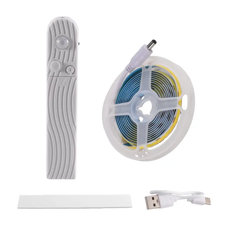PORK-Flexible 320Leds/M 8MM COB 4000K 5V Led Strip With Motion Sensor Induction Night Light For Stairs Kitchen