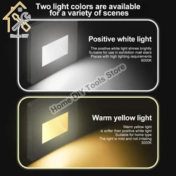 Recessed Led Wall Lamp Switch Control  AC 180-220V Step Corridor Indoor Lighting Warm/Cold Light Gold Black White Grey