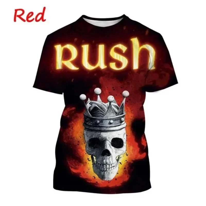 Rush Popular Men\'s T-shirt Hip-hop Casual Round Neck Short Sleeve Fashion 3D Printing Summer Top Streetwear