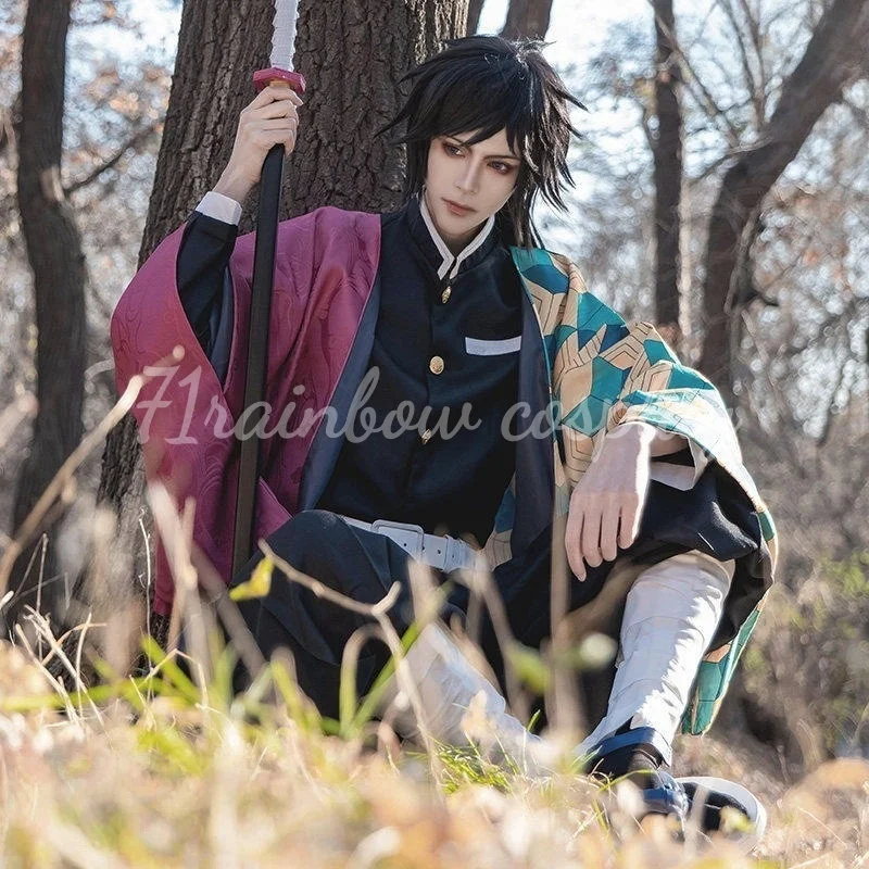 

71rainbow Cosplay Anime Tomioka Giyuu Cosplay Costume Male Christmas Outfits Kimono Costumes Cosplay