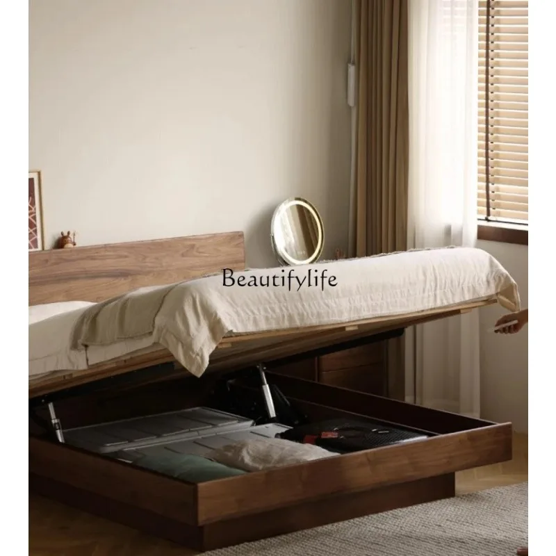 *North American black walnut suspended high box storage pneumatic electric bed