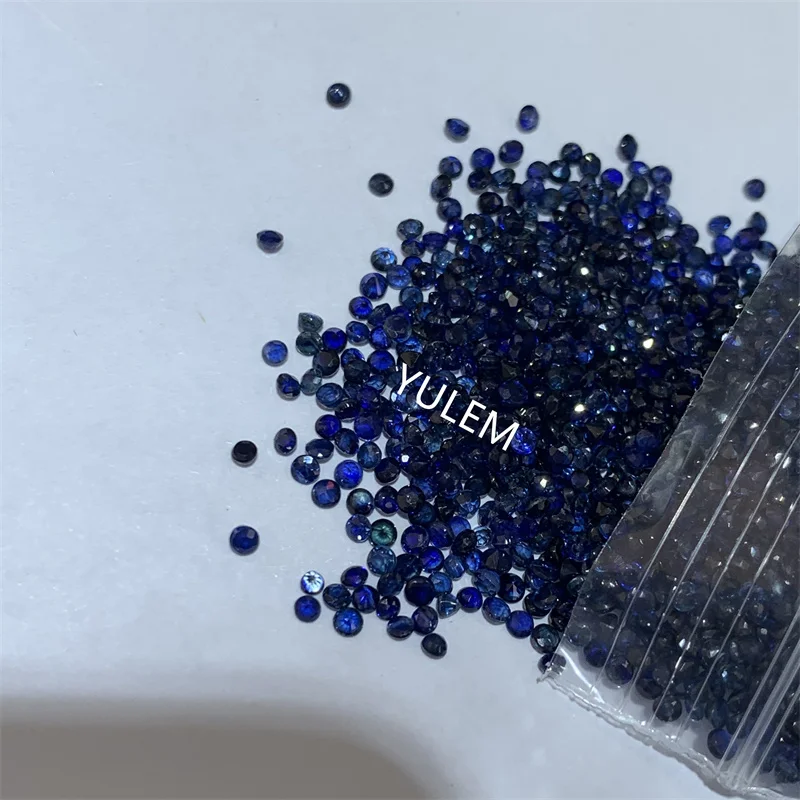 YULEM 5 sztuk naturalne szafirowe luźne kamienie, okrągły kształt klejnotu, rozmiar klejnotu 2mm * 2MM do biżuterii DIY