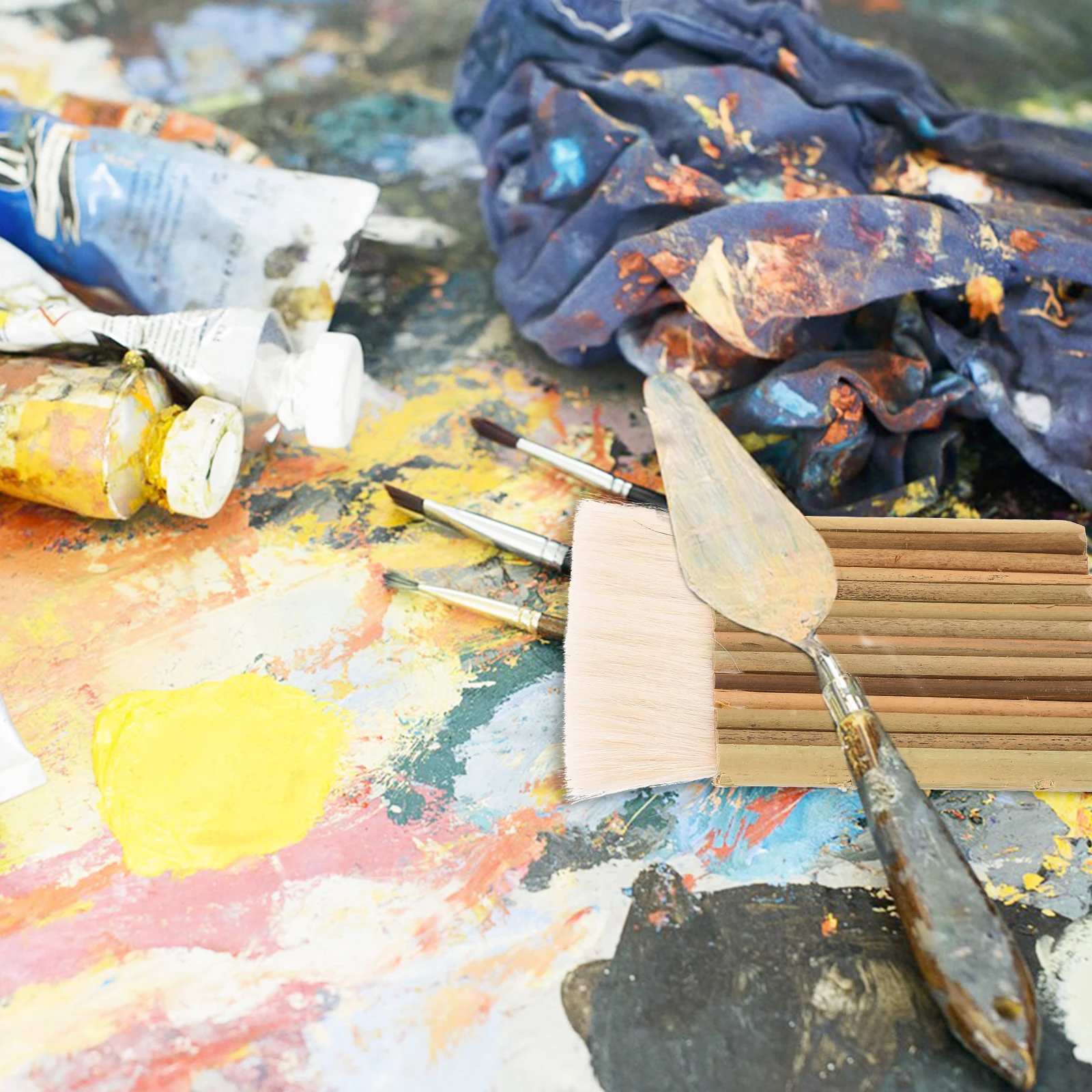 

5pcs Paint Brushes Hake Blender Brush For Oil Watercolor Painting Wide Bamboo Wooden Handle Drawing Supplies No Hair Loss Art