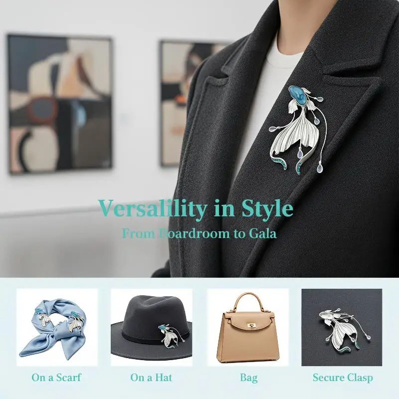 1Pcs Jellyfish Brooch For Women With A High-end Feel Light Luxury Niche Pressed Collar Clothing Anti Glare Waist Button