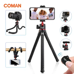 COMAN-MT-35 Tripé de câmera flexível, montagem escondida do telefone com sapato frio, tripé DSLR para smartphone, iPhone 15 Pro Max, Samsung