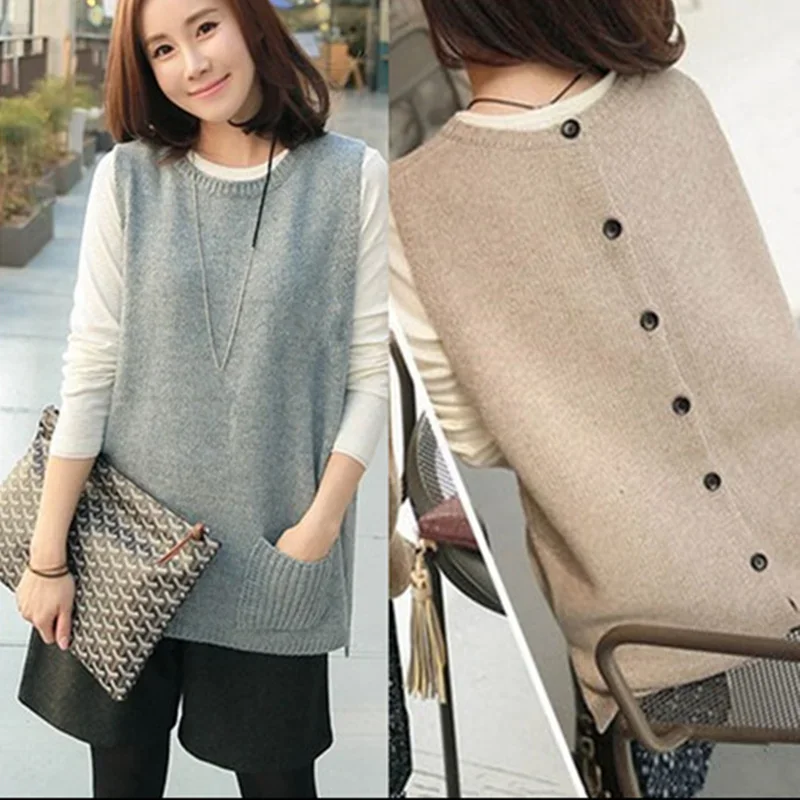 

Spring and Autumn New Cashmere Vest Women's O-Neck Pullover Sweater Loose Casual Knitting Plus Size Vest Waistcoat T-shirt N564