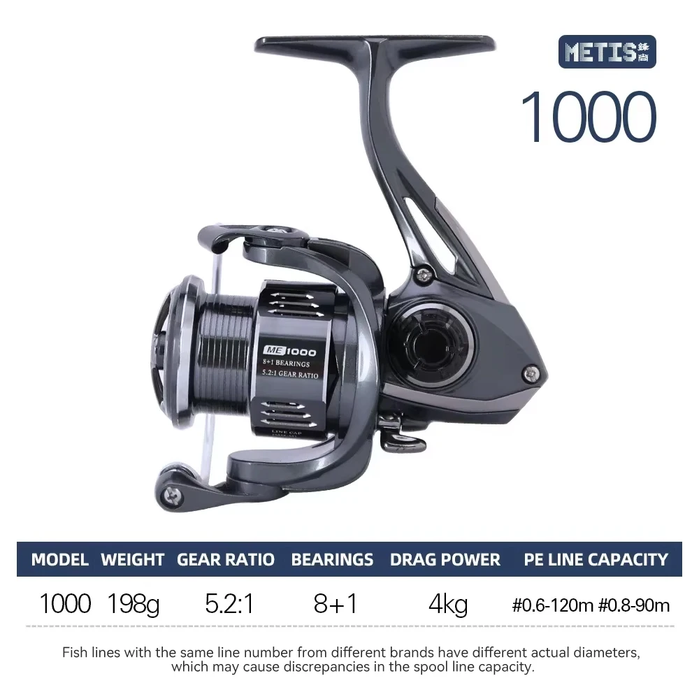 TSURINOYA METIS 1000 2000 3000 Spinning Visserij-reel 8 kg Slepen Lokken Reel Lichtgewicht 8 + 1 Lagers Bass zoutwatervissen Spoel