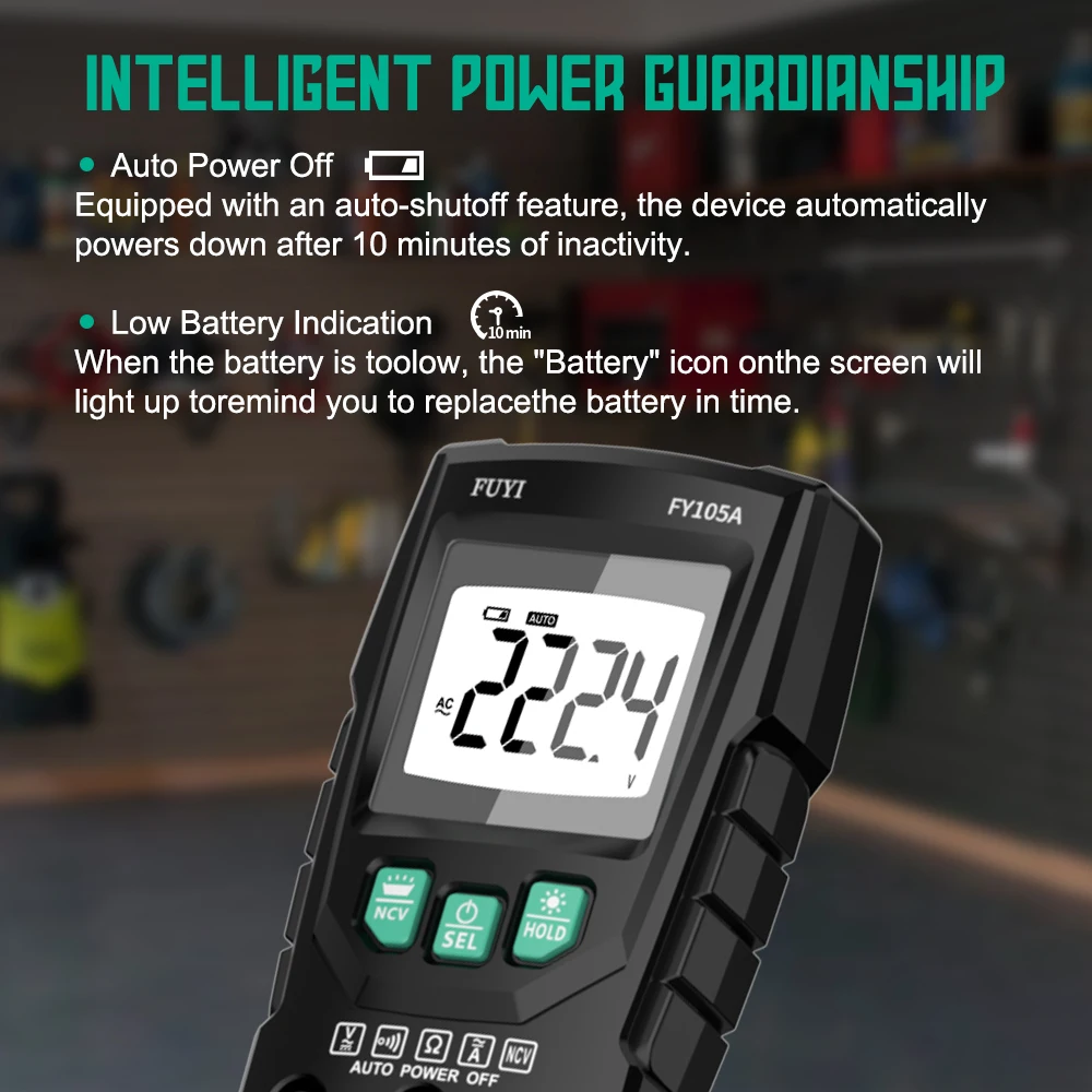 MASTFUYI Auto Ranging Digital Multimeter, Smart Electrical Tester with NCV, Backlit LCD Flashlight & Data Hold for AC/DC Voltage