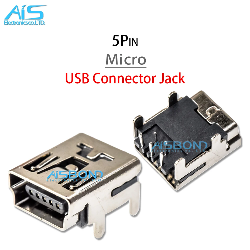 

10Pcs/Lot 5Pin DIP Micro USB Charging Port Jack socket charger Connector dock For MP3 MP4 soundbox