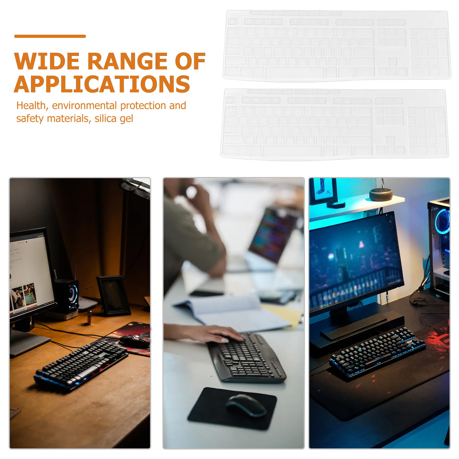 

2Pcs Keyboard Protective Film Silicone Cover for Mk270 Water Resistant Fade Resistant Bendable Tensile Non-Slip Adhesion