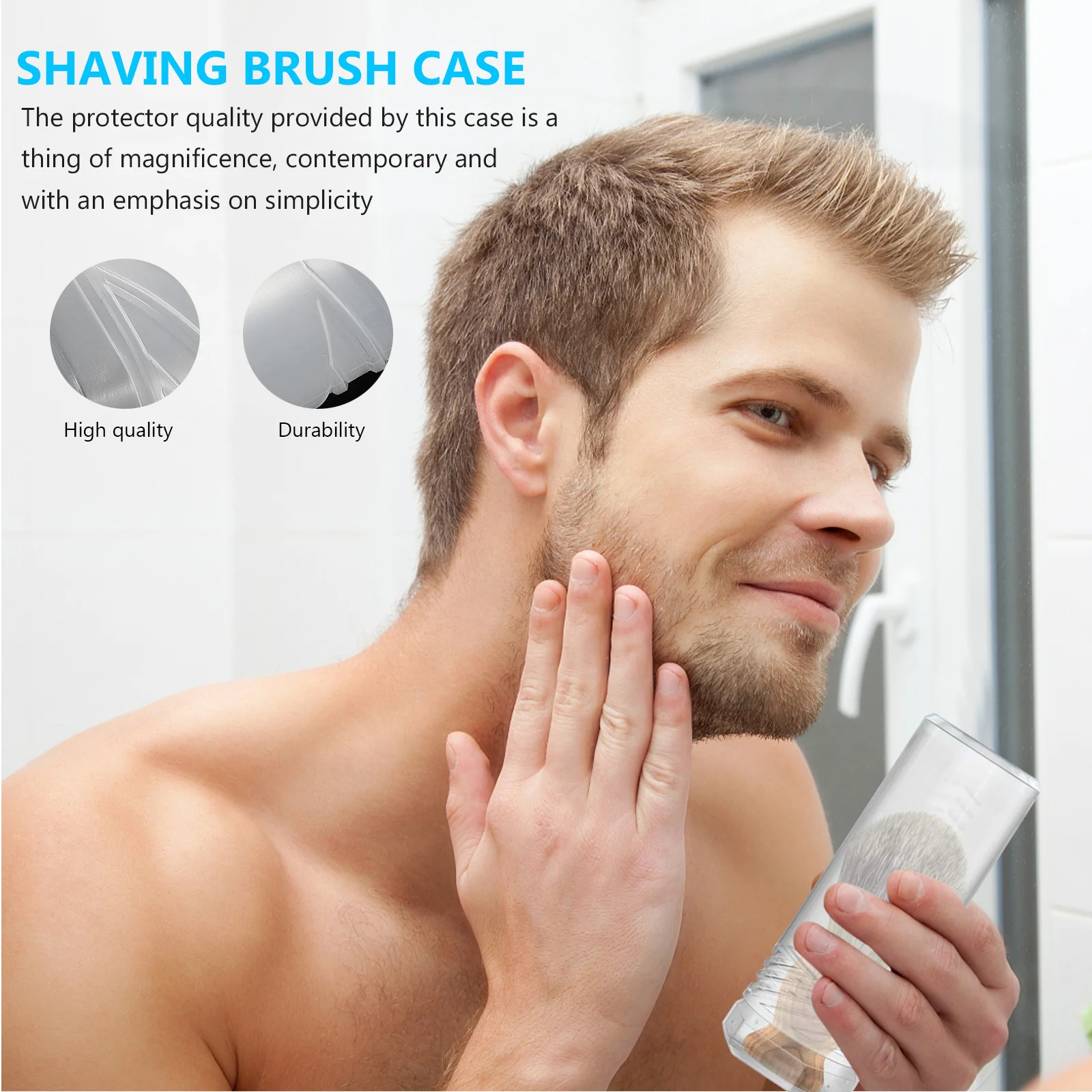2Pcs Shaving Brush Travel Cases Adjustable Height Plastic Shave Brush Holders Portable Storage Organizer for Men Shaver