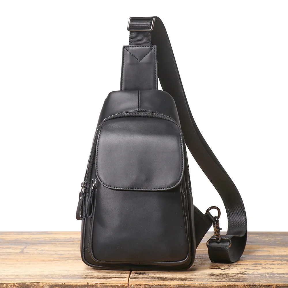 New Genuine Leather Chest Bag - Large Capacity Crossbody Sling Bag, Lightweight Multifunctional Waist Pack for Outdoor
