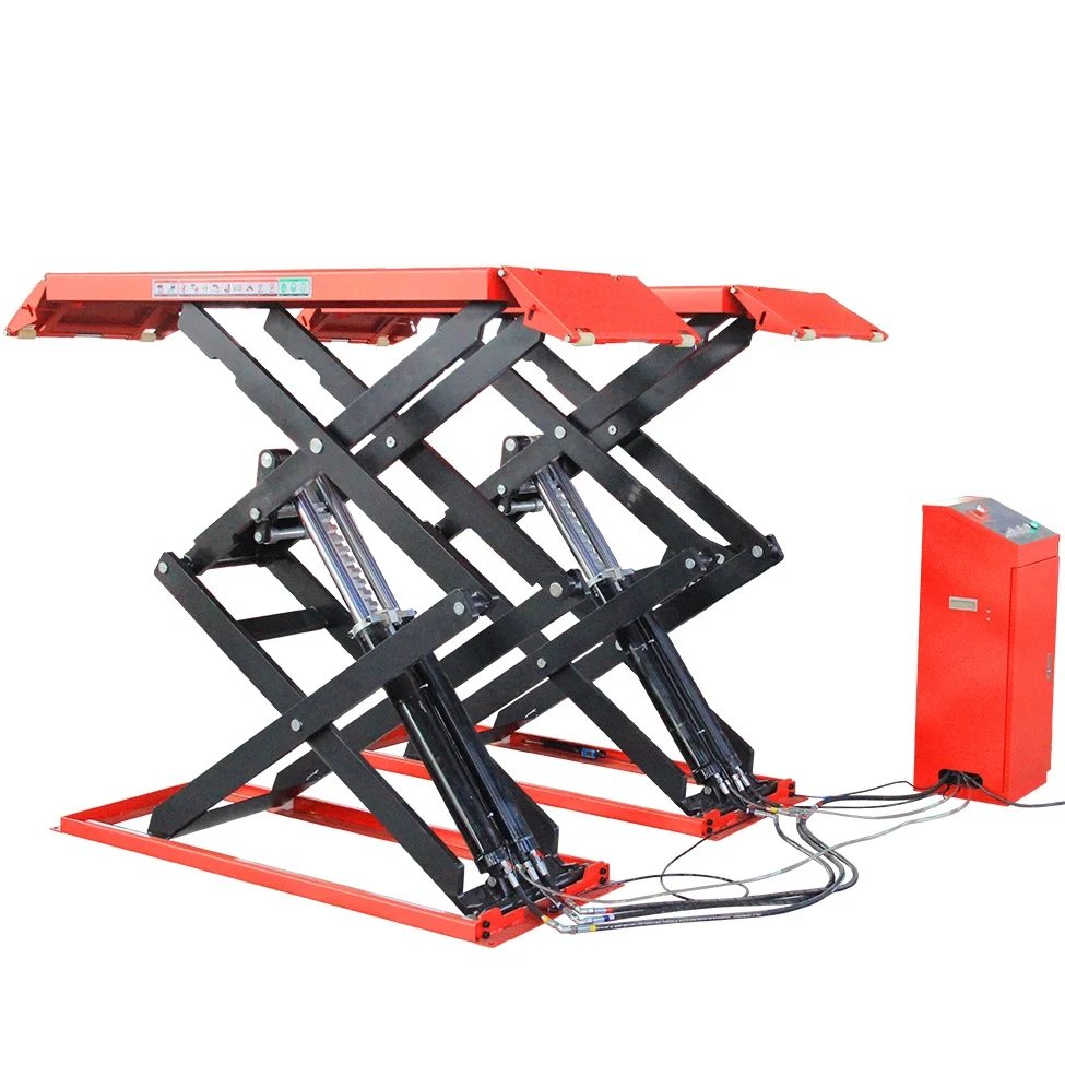 Double Cylinder Hydraulic Ultra Thin Scissor Lift Car Service Lift Quick Jack 3.5T Capacity 1850mm Max Height Vehicle Equipment