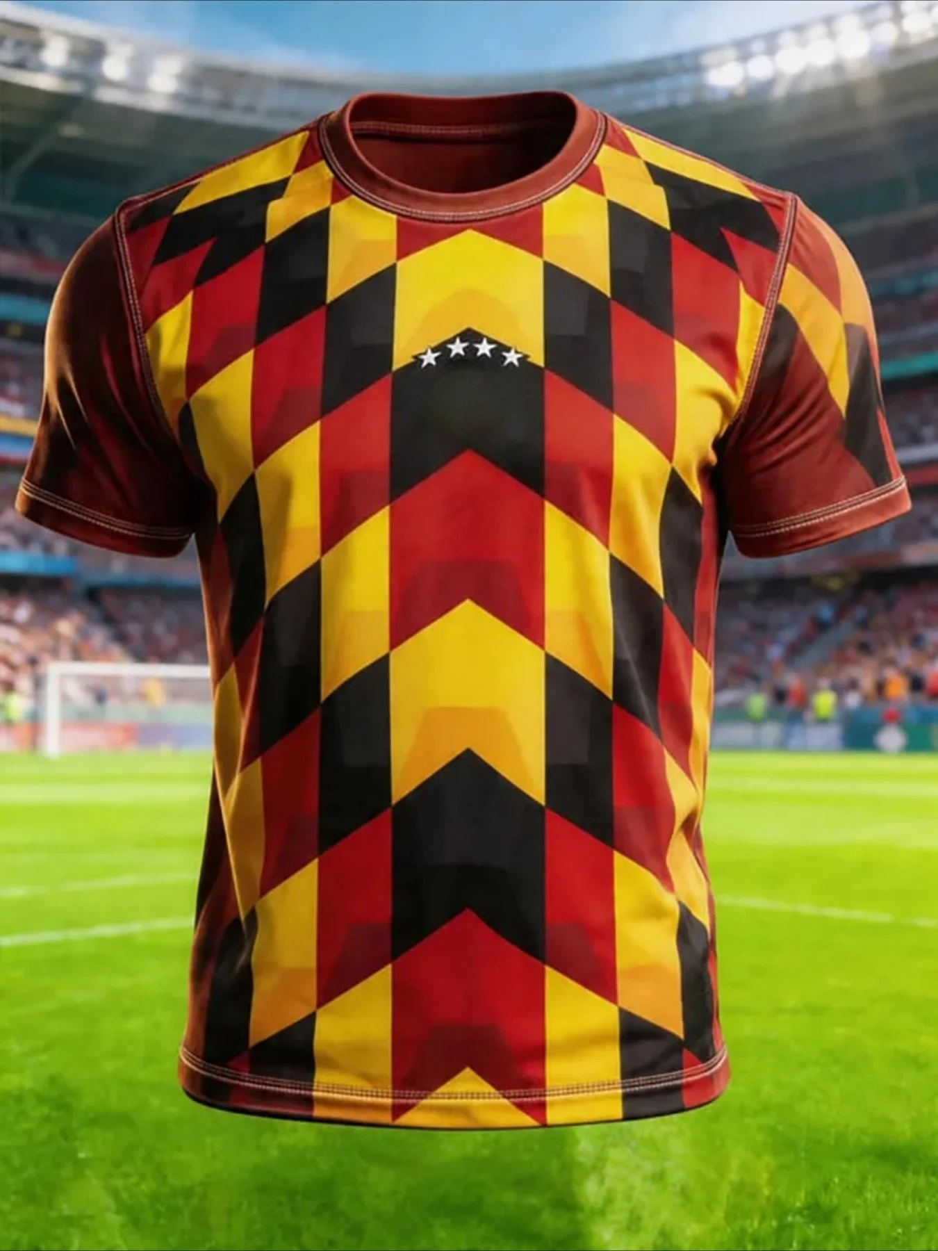Herren Deutschland Cartoon Fußball Print Fußballtrikot 4-Sterne Kurzarm Sport T-Shirt