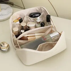 Borsa per cosmetici con cuscino in PU, grande capacità, comodo Organizer per articoli da toeletta da viaggio, borsa per la spesa