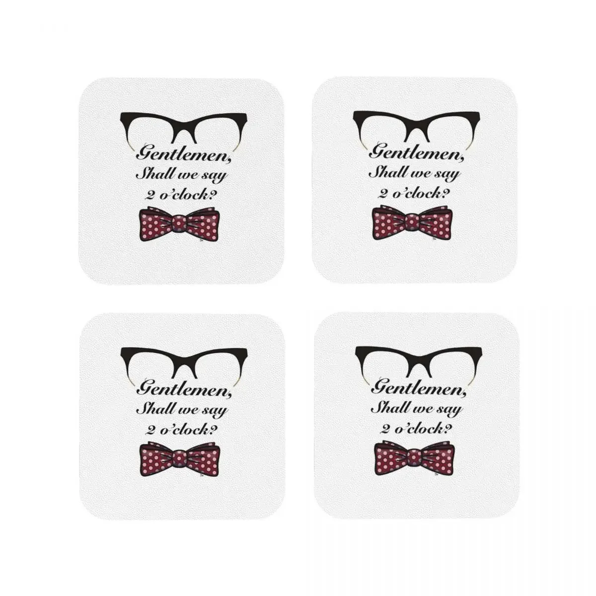 Shall We Say 2 O Clock Coasters Coffee Mats Set of 4 Placemats Mug Tableware Decoration & Accessories Pads for Home Kitchen Bar